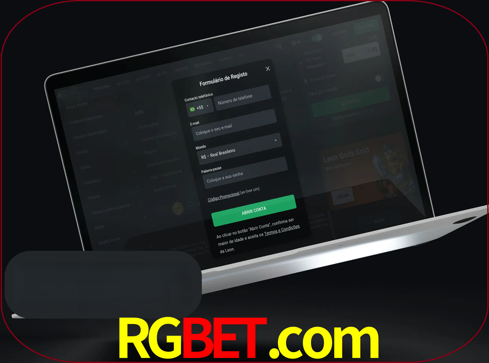 Abra o site da LeonBet e crie sua própria conta.