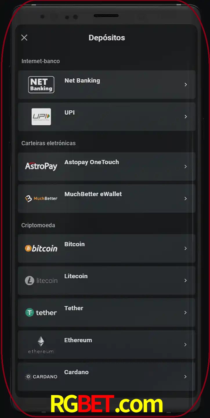 Você pode usar métodos alternativos de depósito.